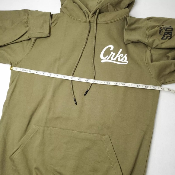 Crooks & Castles Mens Logo Graphic Pullover Hoodie Sweatshirt Olive Green - Picture 15 of 16